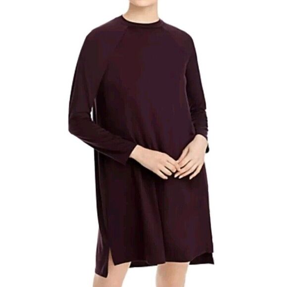 Eileen Fisher Viscose Jersey Long Sleeve Shift Dress Size Large Casis - Picture 1 of 7